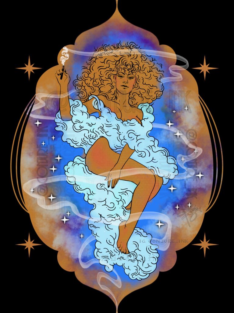 Cosmic feminine illustration by Elisha Marie