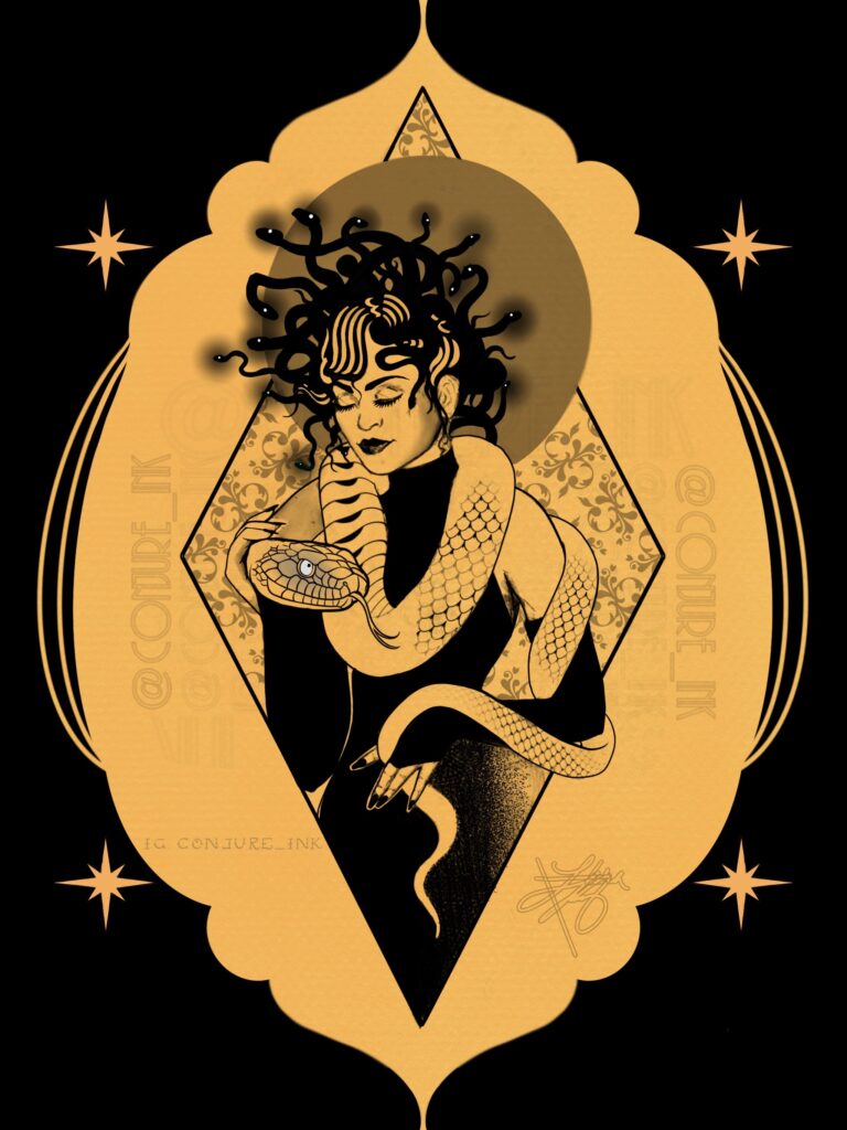 Serpent woman original illustration by Elisha Marie